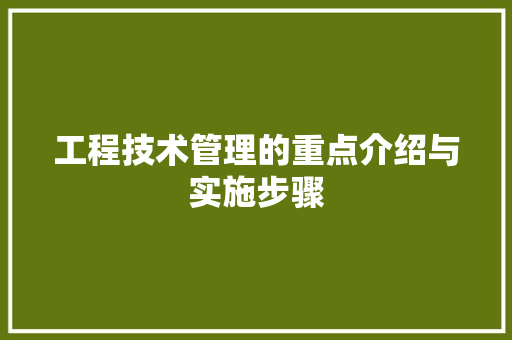 工程技术管理的重点介绍与实施步骤 现代风格装饰