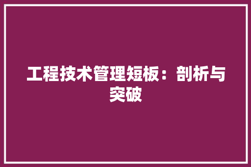 工程技术管理短板：剖析与突破 现代风格装饰