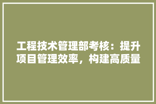 工程技术管理部考核：提升项目管理效率，构建高质量发展新格局 现代风格装饰