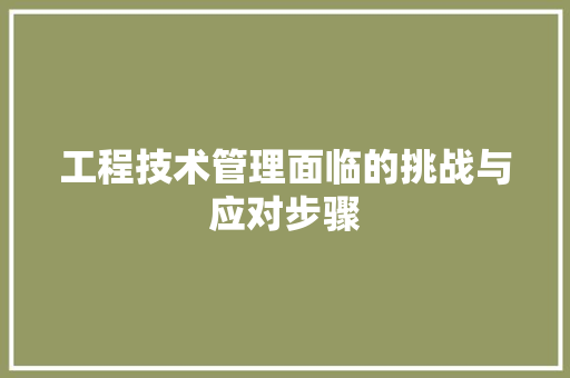 工程技术管理面临的挑战与应对步骤 现代风格装饰