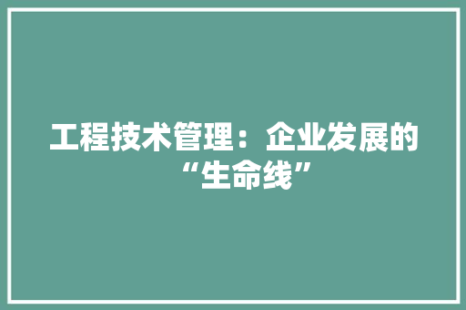 工程技术管理：企业发展的“生命线” 现代风格装饰