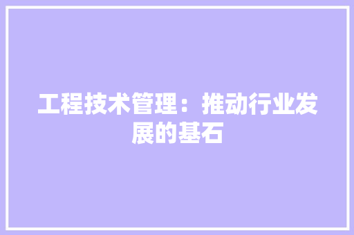 工程技术管理：推动行业发展的基石 现代风格装饰