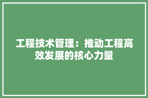 工程技术管理：推动工程高效发展的核心力量 现代风格装饰