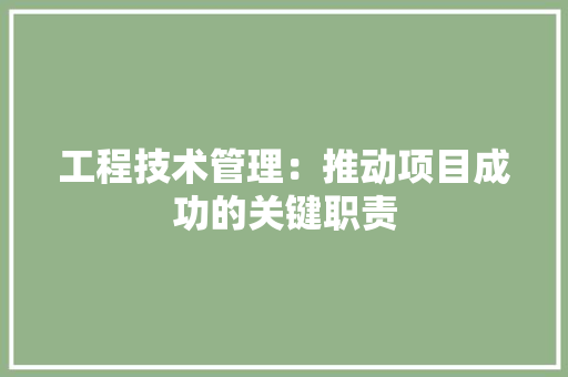 工程技术管理：推动项目成功的关键职责 现代风格装饰