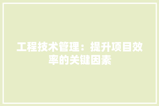 工程技术管理：提升项目效率的关键因素 现代风格装饰