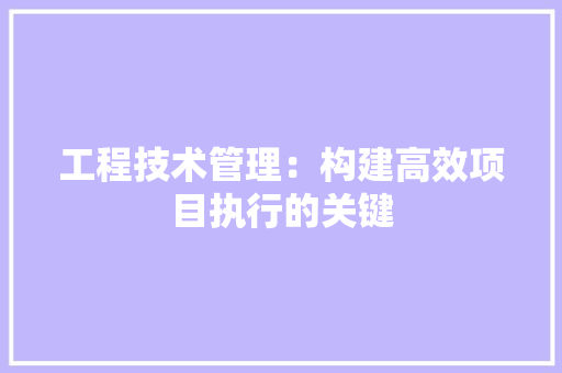 工程技术管理：构建高效项目执行的关键 现代风格装饰