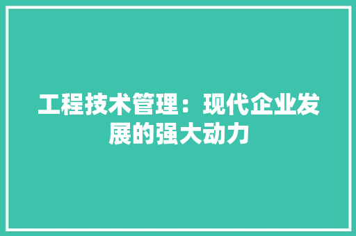 工程技术管理：现代企业发展的强大动力 现代风格装饰