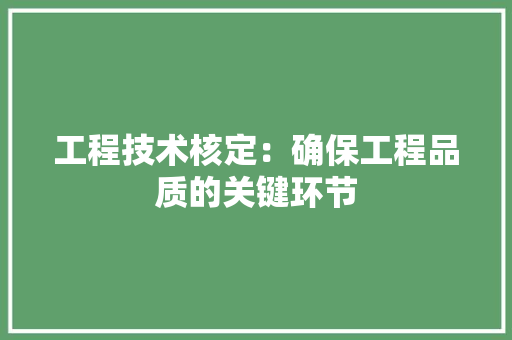 工程技术核定：确保工程品质的关键环节 现代风格装饰