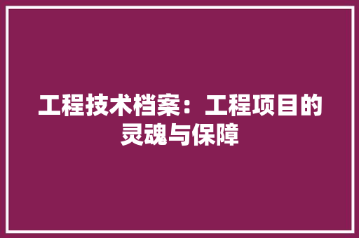 工程技术档案：工程项目的灵魂与保障 现代风格装饰