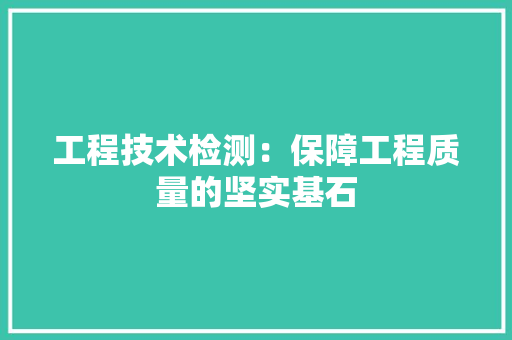 工程技术检测：保障工程质量的坚实基石 现代风格装饰