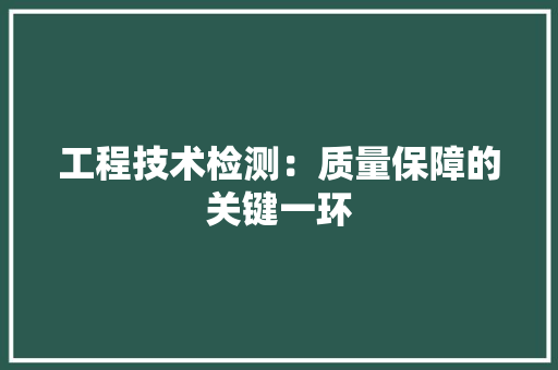 工程技术检测：质量保障的关键一环 现代风格装饰