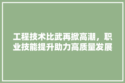 工程技术比武再掀高潮，职业技能提升助力高质量发展 现代风格装饰