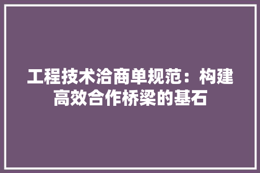 工程技术洽商单规范：构建高效合作桥梁的基石 现代风格装饰