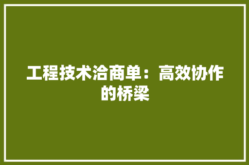 工程技术洽商单：高效协作的桥梁 现代风格装饰
