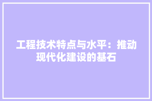 工程技术特点与水平：推动现代化建设的基石 现代风格装饰