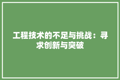 工程技术的不足与挑战：寻求创新与突破 现代风格装饰