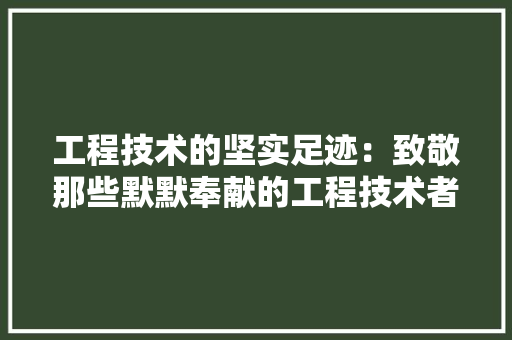 工程技术的坚实足迹：致敬那些默默奉献的工程技术者 现代风格装饰