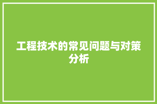 工程技术的常见问题与对策分析 现代风格装饰