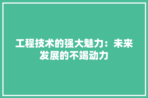 工程技术的强大魅力：未来发展的不竭动力 现代风格装饰