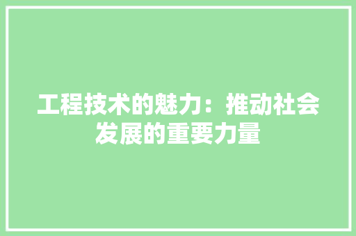 工程技术的魅力：推动社会发展的重要力量 现代风格装饰