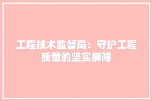 工程技术监督局：守护工程质量的坚实屏障 现代风格装饰