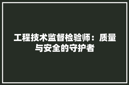 工程技术监督检验师：质量与安全的守护者 现代风格装饰