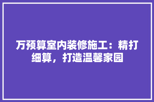 万预算室内装修施工：精打细算，打造温馨家园 客厅装修