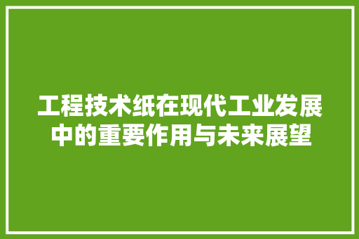 工程技术纸在现代工业发展中的重要作用与未来展望 现代风格装饰