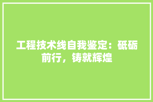 工程技术线自我鉴定：砥砺前行，铸就辉煌 现代风格装饰