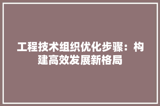工程技术组织优化步骤：构建高效发展新格局 现代风格装饰