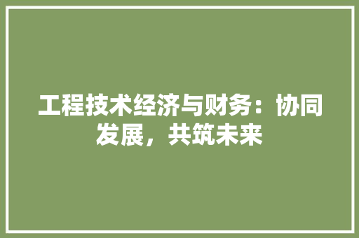 工程技术经济与财务：协同发展，共筑未来 现代风格装饰