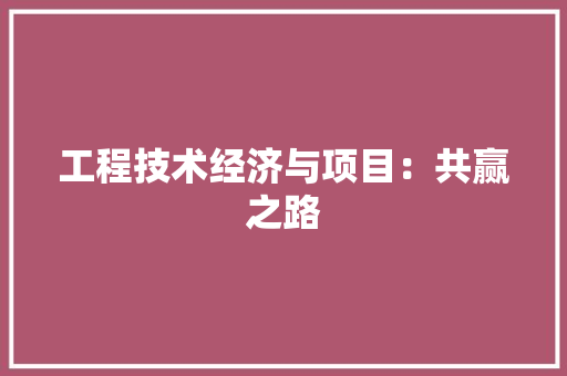工程技术经济与项目：共赢之路 现代风格装饰