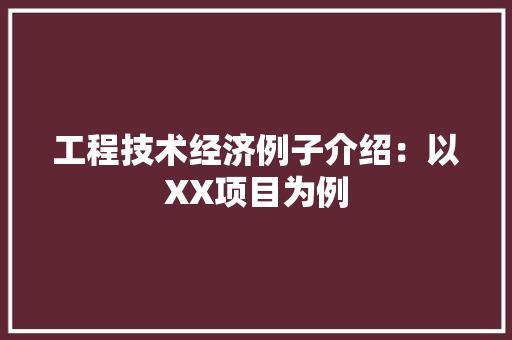 工程技术经济例子介绍：以XX项目为例 现代风格装饰