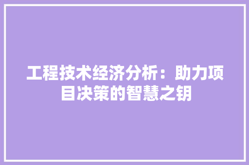 工程技术经济分析：助力项目决策的智慧之钥 现代风格装饰