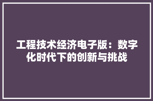 工程技术经济电子版：数字化时代下的创新与挑战 现代风格装饰