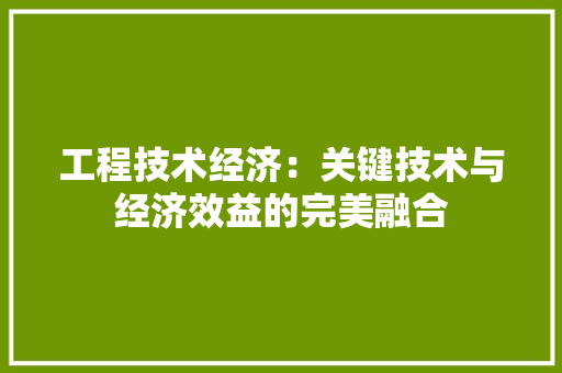 工程技术经济：关键技术与经济效益的完美融合 现代风格装饰