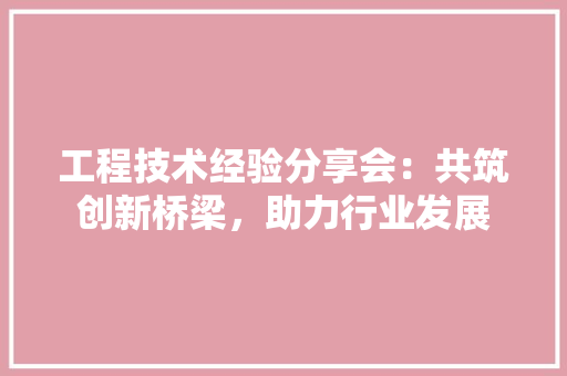 工程技术经验分享会：共筑创新桥梁，助力行业发展