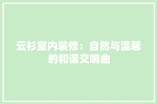 云杉室内装修：自然与温馨的和谐交响曲 家居装修
