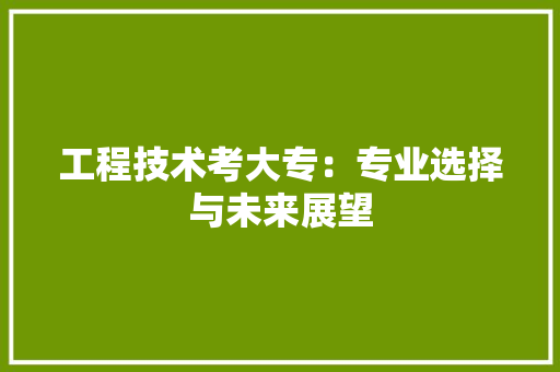 工程技术考大专：专业选择与未来展望 现代风格装饰