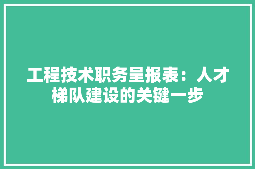 工程技术职务呈报表：人才梯队建设的关键一步 现代风格装饰