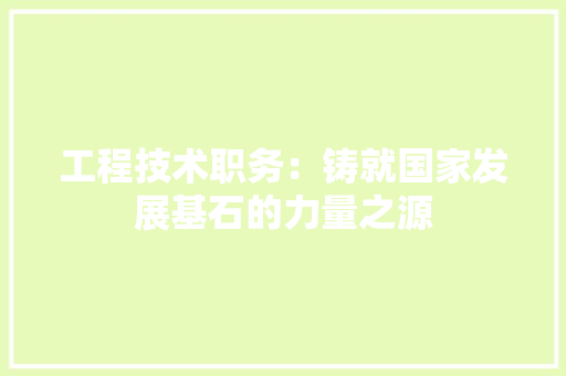 工程技术职务：铸就国家发展基石的力量之源 现代风格装饰