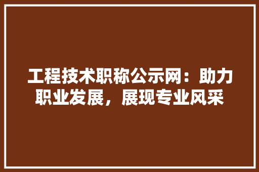 工程技术职称公示网：助力职业发展，展现专业风采 现代风格装饰