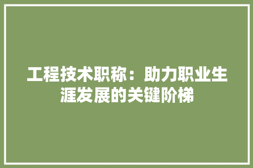 工程技术职称：助力职业生涯发展的关键阶梯 现代风格装饰