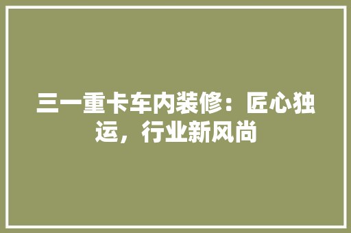 三一重卡车内装修：匠心独运，行业新风尚 客厅装修