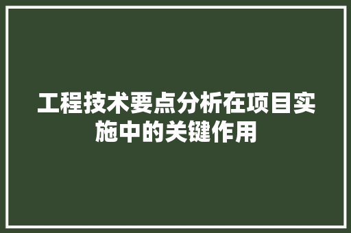 工程技术要点分析在项目实施中的关键作用 现代风格装饰