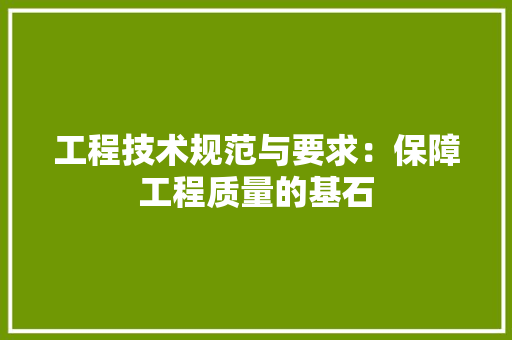 工程技术规范与要求：保障工程质量的基石