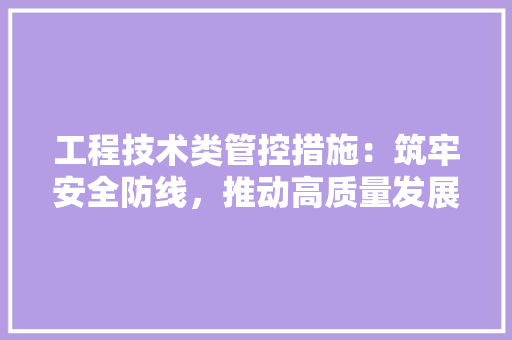 工程技术类管控措施：筑牢安全防线，推动高质量发展 现代风格装饰