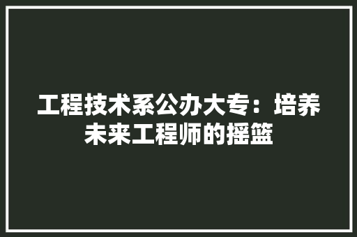 工程技术系公办大专：培养未来工程师的摇篮 现代风格装饰