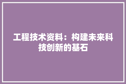 工程技术资料：构建未来科技创新的基石 现代风格装饰