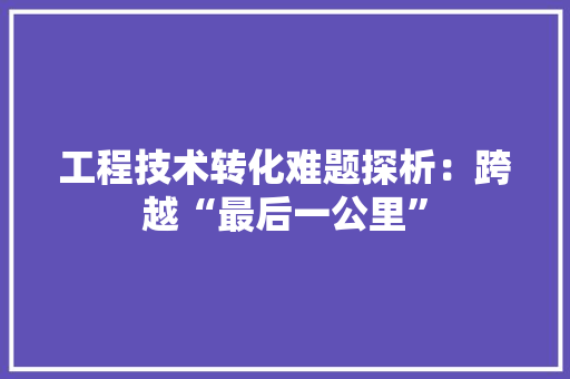 工程技术转化难题探析：跨越“最后一公里” 现代风格装饰